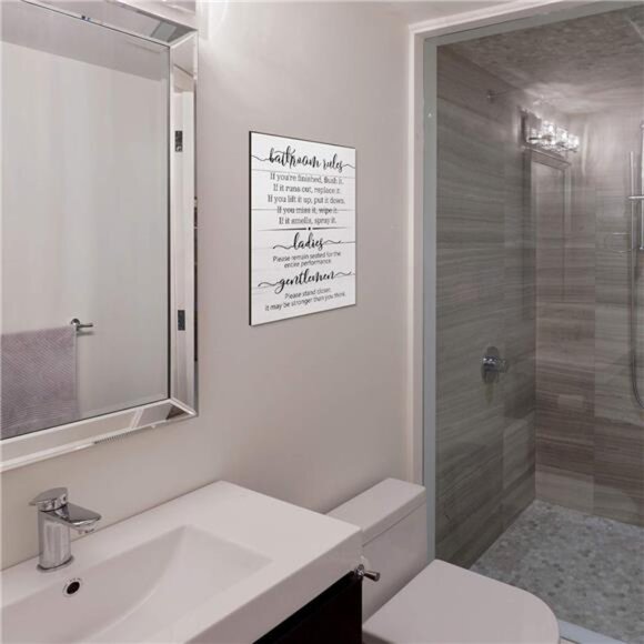 Signs for Bathroom Restroom Wall Art Decor Funny Toilet Signs for Bathroom - Picture 6 of 8